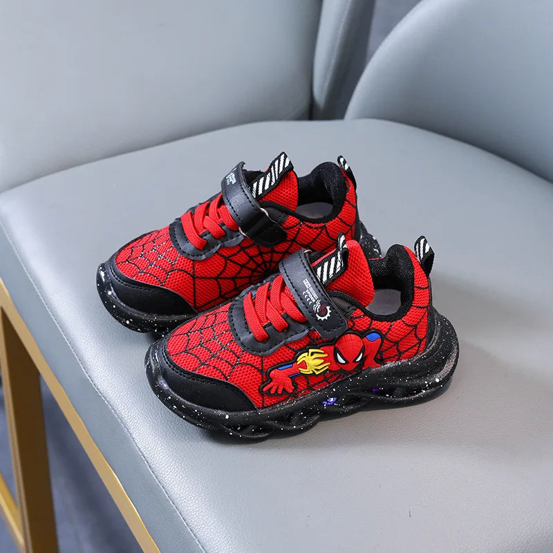 Disney LED Casual Sneakers Red Black For Spring Boys Mesh Outdoor Shoes Children Lighted Non-slip Shoes Size 21-30 GlowCart