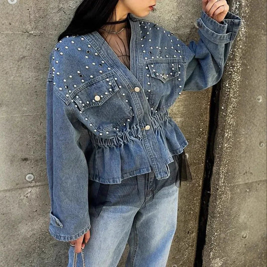 Y2k Denim Jeans Coat Cotton Women Button Spring Autumn Ropa GlowCart