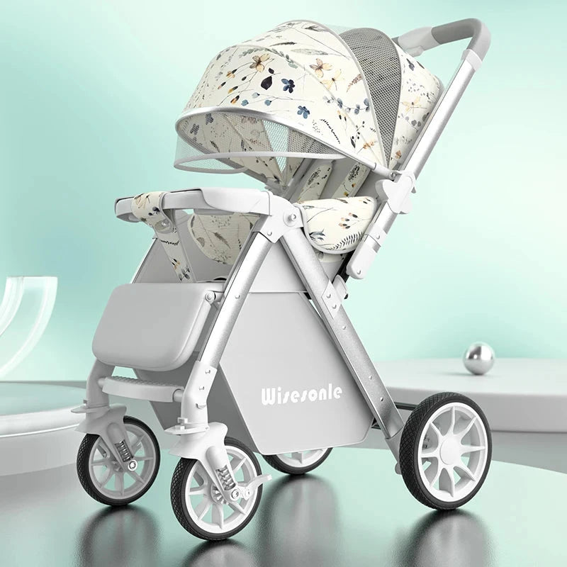 Upgraded Baby Strollers can Sit and Lie Down High Landscape Lightweight Folding Two-way Stroller Children Stroller GlowCart