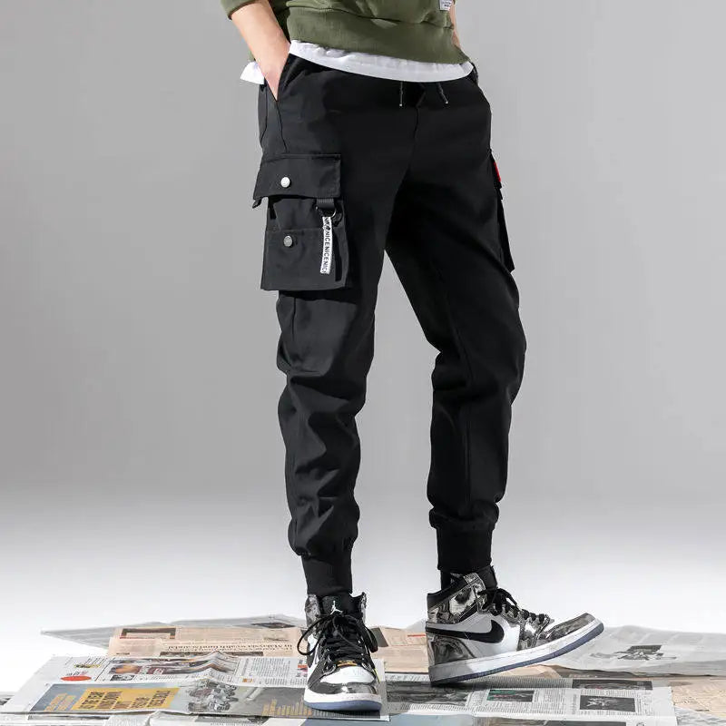 Running Classic Streetwear Casual Men Ribbons Harem Jogging Pants Male Slim Fit autumn Cargo Pants Multi-Pockets male Trousers GlowCart