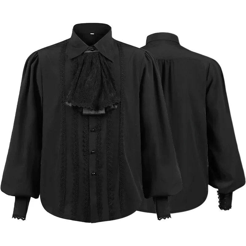 Men Dress Shirts Long Sleeve Vampire Renaissance Steampunk GlowCart