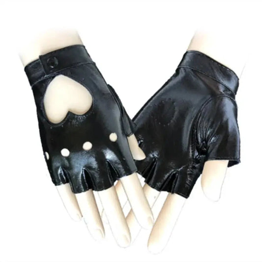 Fashion Half Finger Driving Women Comfortable Gloves PU GlowCart