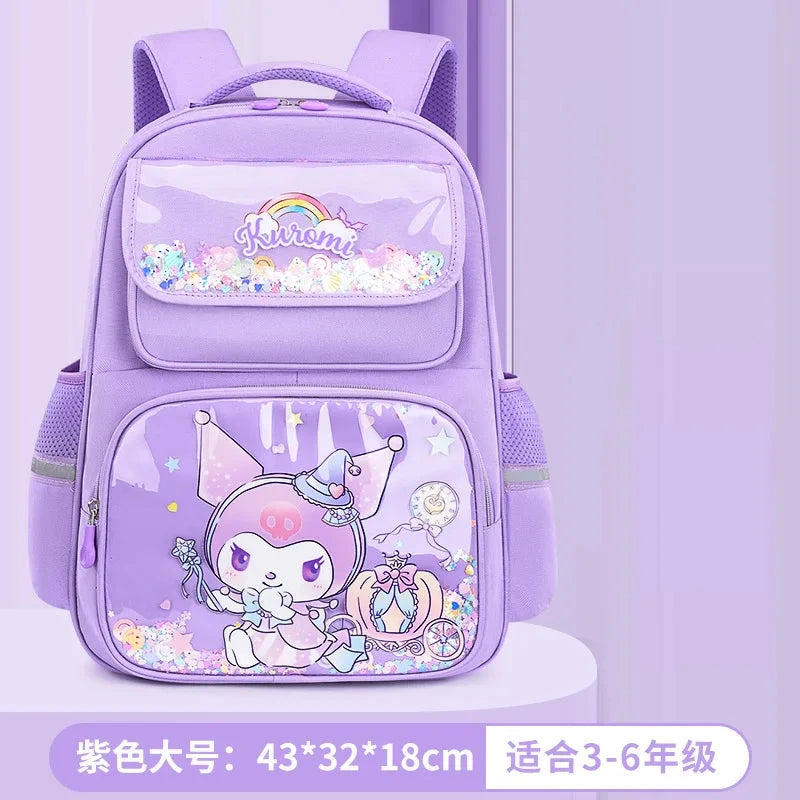 Pupil Schoolbag Backpack Lightweight Student Large Capacity Children's Cute Bags Cinnamoroll  Kuromi Sanrio My Melody Child GlowCart