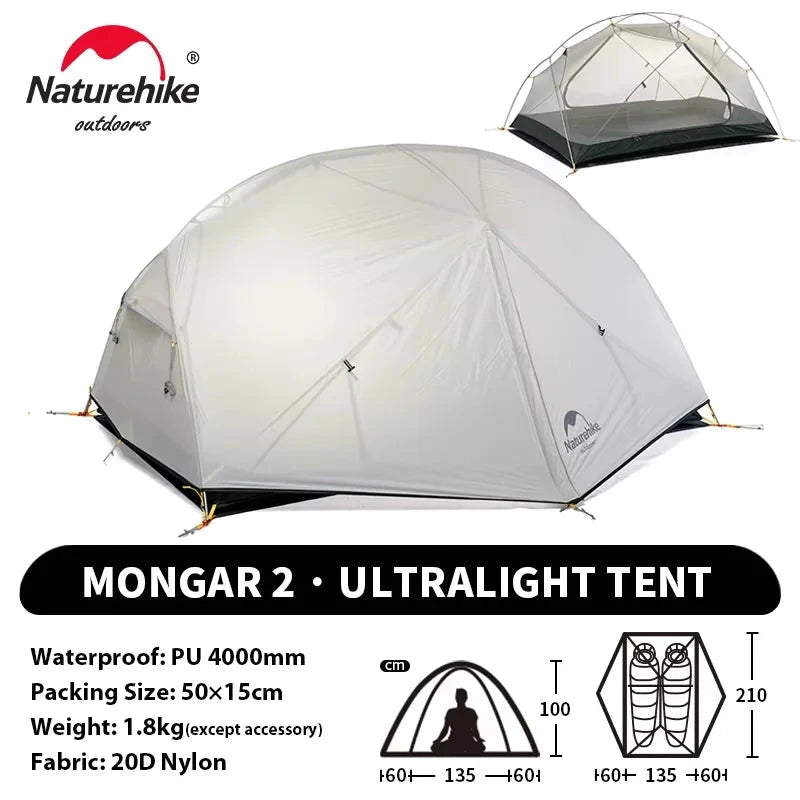 Naturehike Mongar UL 2 Tent 2 Person Backpacking Tent 20D GlowCart