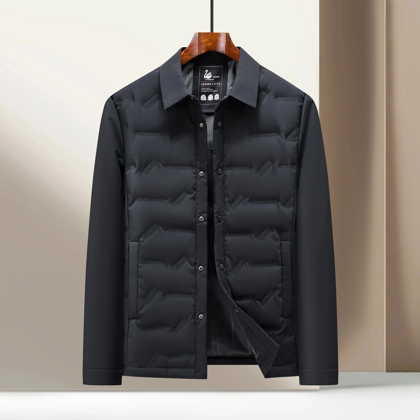 Mens Lightweight Down Jacket Autumn Winter Warm Hooded Stand GlowCart