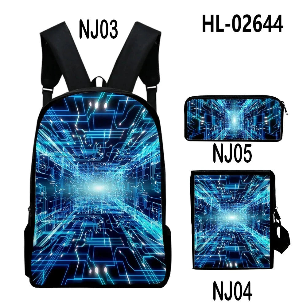 Fashion Youthful Technology style 3D Print 3pcs/Set Student GlowCart