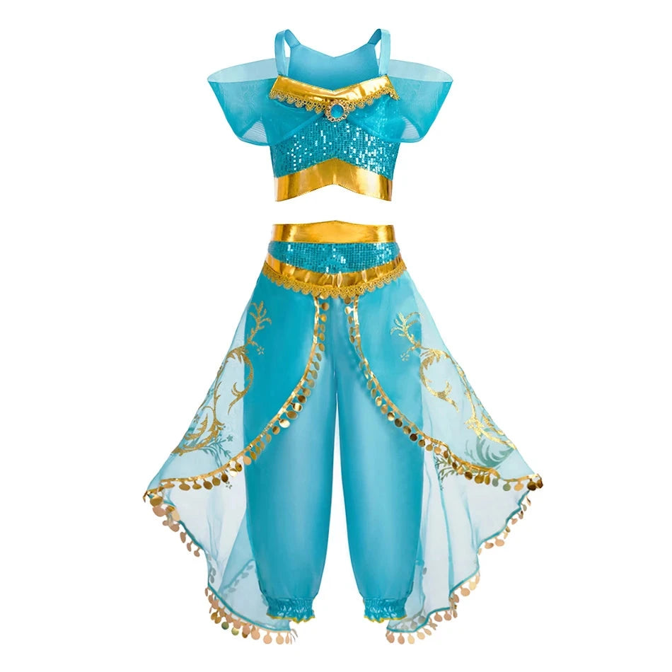 Princess Dress for Girls Elsa Anna Cosplay Costume Kids Jasmine Belle Cinderella Aurora Halloween Christmas Party Elegant Dress GlowCart