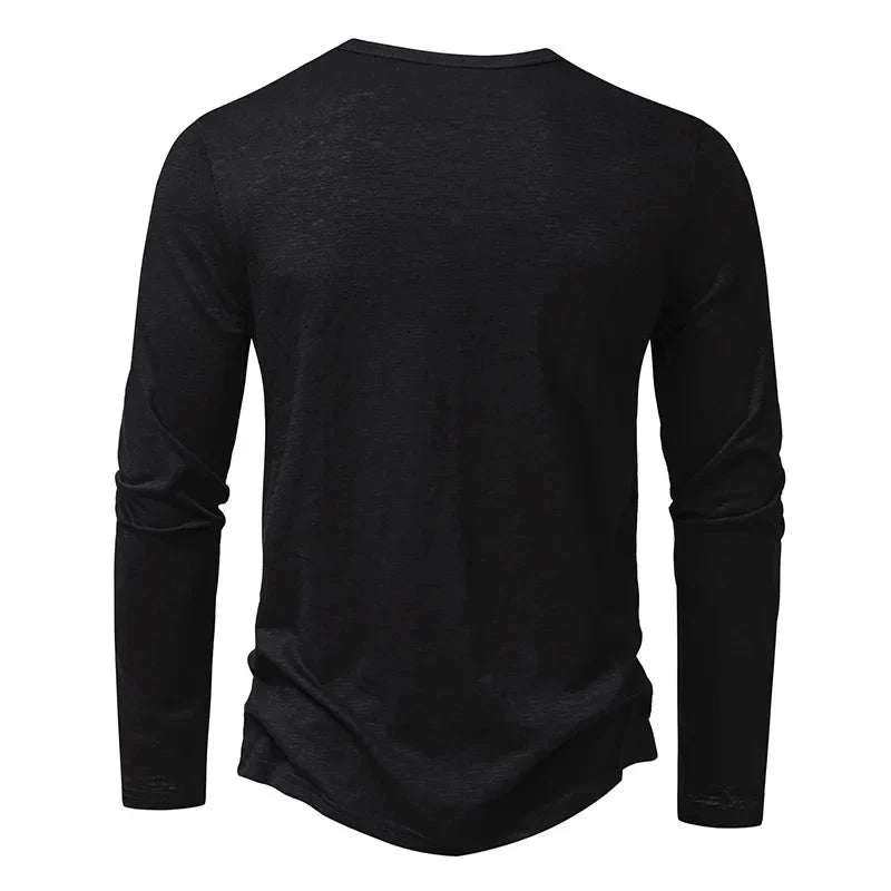Autumn New Men's Cotton Button Long Sleeve  Henley Neck GlowCart