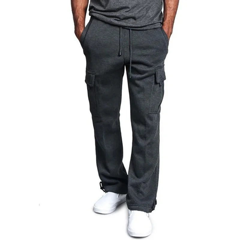 Men's  Cargo Pants Loose Drawstring Sweatpants with Pockets Sports Straight Trousers Jogging Long Pants Hip Hop Streetwear GlowCart