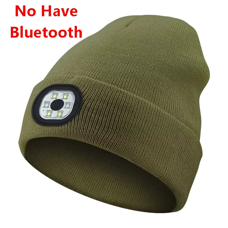 Can be equipped with Wireless Bluetooth music knitted hat new outdoorledlighting rechargeable detachable luminous sleeve cap GlowCart