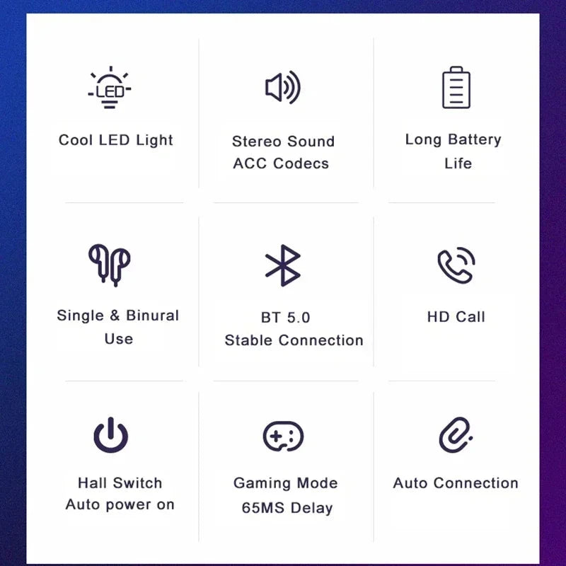 NEW AIR X15 Earphones Bluetooth Wireless Gamer Headphones GlowCart