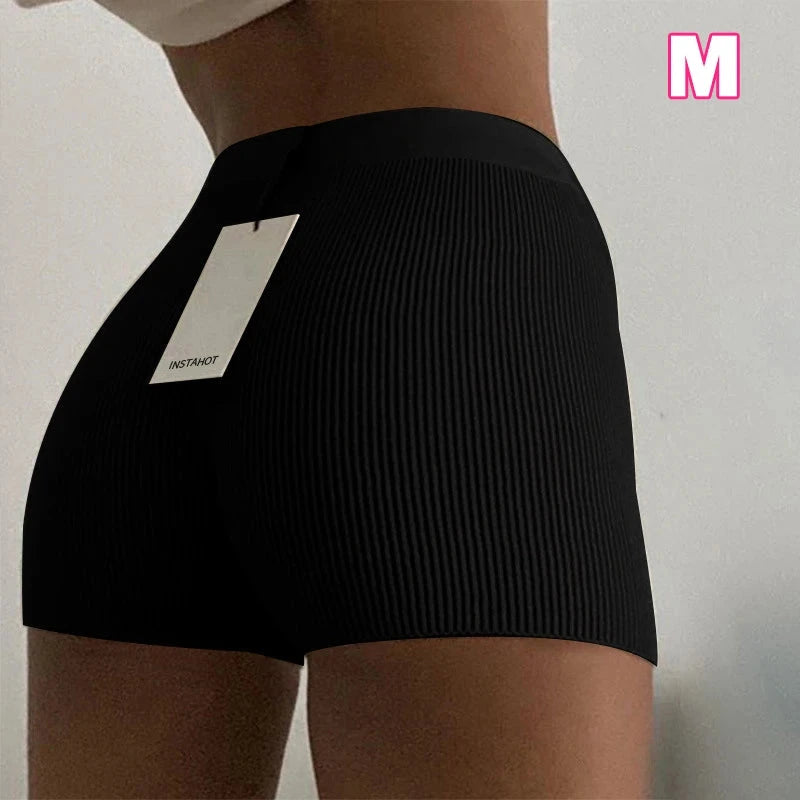 Summer Gym Women Cycling Shorts Skinny Stretch Sport Shorts High Waist Solid Color Fitness Pants GlowCart