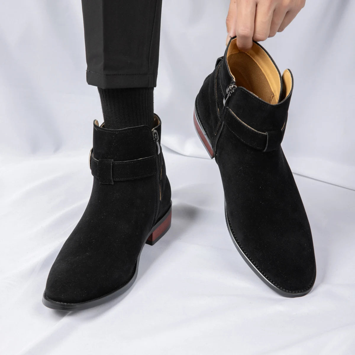 2025 New Men's Ankle Boots Fashion Comfortable Leather Botas Classic Outdoor Motorcycle Boots Non-Slip Male Walking Footwear GlowCart