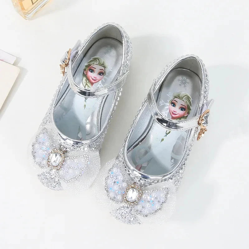 Disney Girls' Princess  Sandals Shoes Children's Shoes Elsa Children's Shoes Girls Fashion Baby Pink Blue High Heel Shoes Size GlowCart