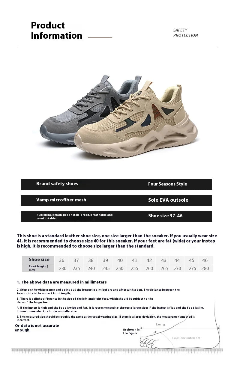 Lightweight Safety Shoes Men Women Work Shoes Steel Toe Cap Working Boots Sneakers Man Women Breathable Shoes Tactical Boots GlowCart