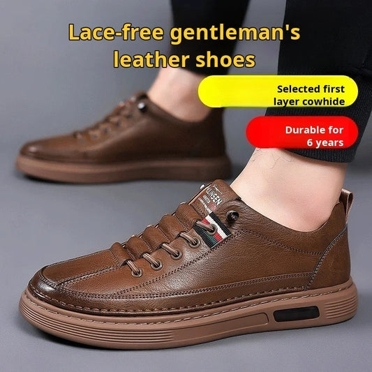 Men's Casual Shoes Spring Autumn Depressurized Breathable Lacefree Leather Shoes Super soft and wear-resistant Men's Board Shoes GlowCart