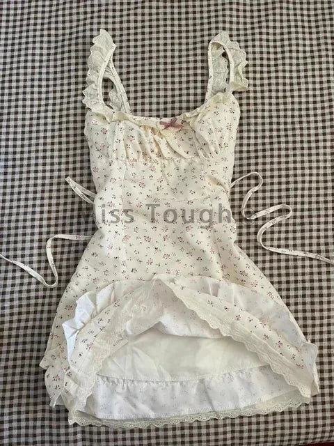 Summer French Sweet Tunic Waist Dress Women Gentle Strappy GlowCart