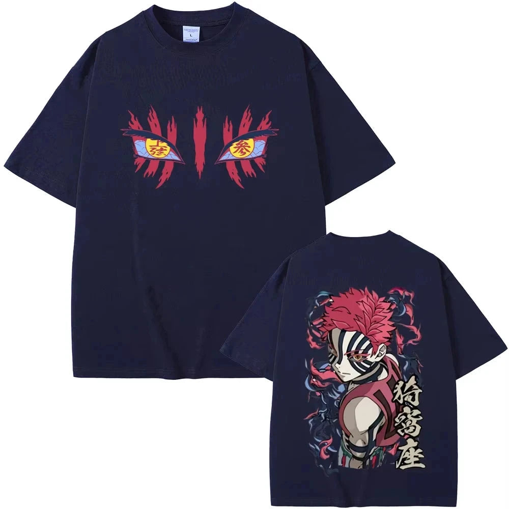 Anime Demon Slayer Akaza Eyes Graphic T-shirt Men's Women GlowCart