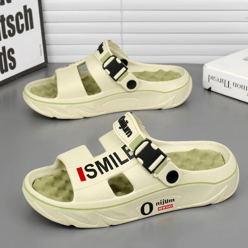 2025 New Men's Massage Slippers Indoor Outdoor Sandals Beach Comfortable Soft Slides Clogs Casual Shoes Men Women Home Slippers GlowCart