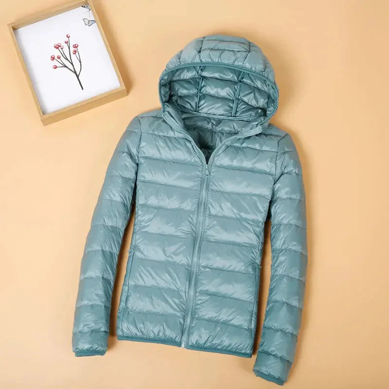 Autumn and winter hooded down jacket women's 2025 new simple GlowCart
