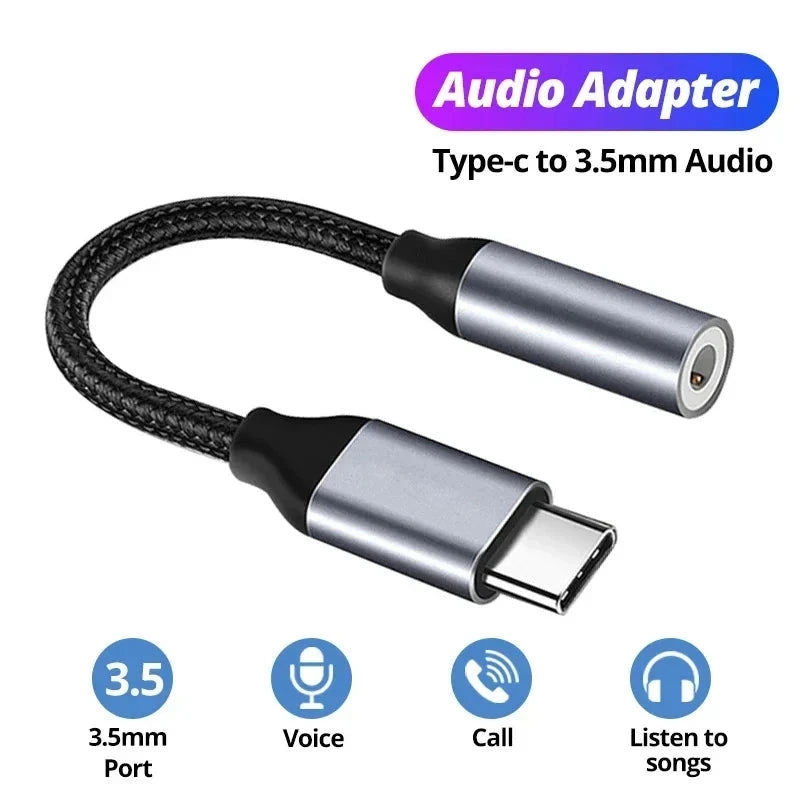 USB C To 3.5mm Female Headphone Jack Adapter Type C Aux GlowCart