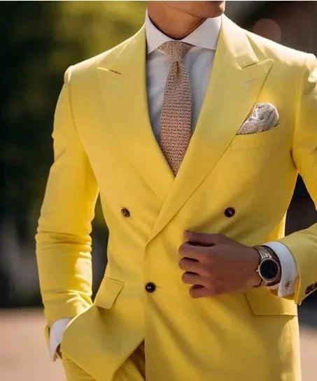 High Quality Brown Men's Suits Double Breasted Bespoke GlowCart