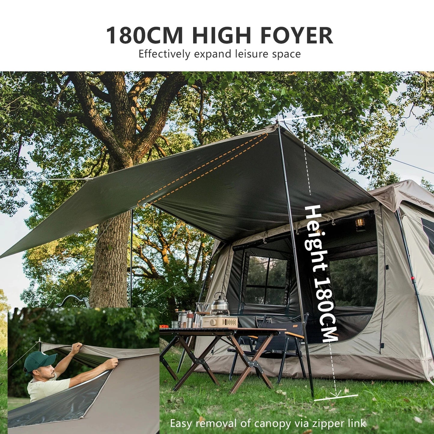 BISINNA One-touch Ridge Type Tent Titanium Glue 3-4 Persons GlowCart