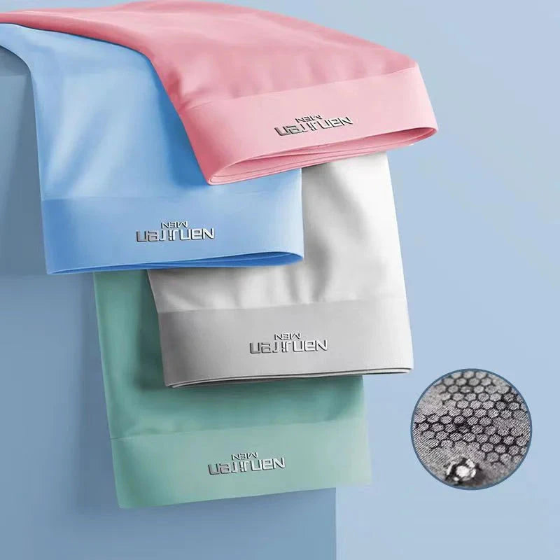 4pcs Boxer Shorts Men's Ice Silk Underwear Male Underpants GlowCart