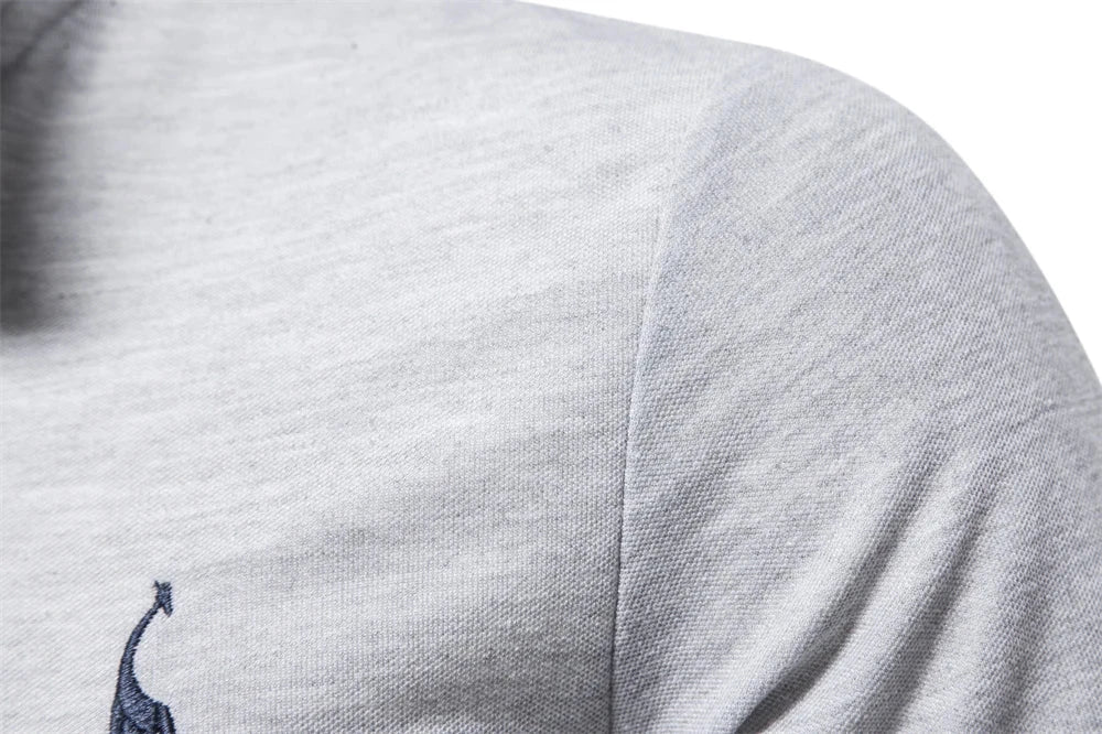 AIOPESON 2023 New Men's Deer Embroidery Polo Shirts Solid GlowCart