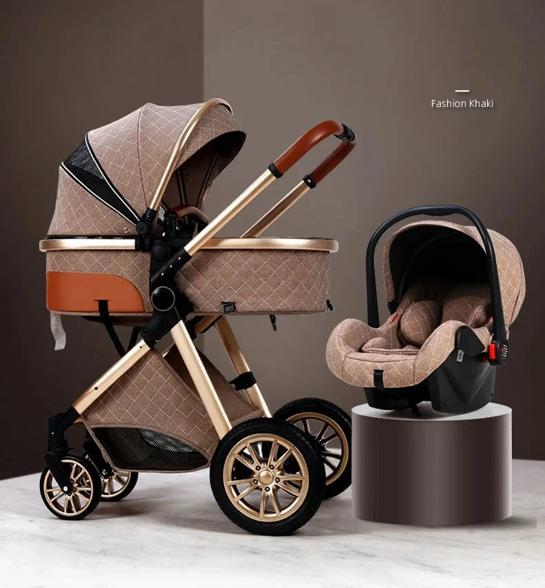 2024 New baby stroller High landscape 3 in 1 baby carriage Luxury Pushchair Baby Cradel Infant Carrier kinderwagen car 2in1 GlowCart