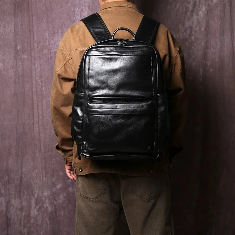 Natural Top Layer Cowhide Backpack For Men's Casual Fashion GlowCart