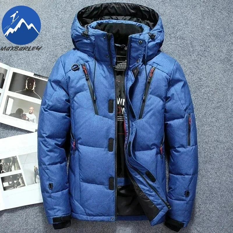 -20 Degree Winter Men White Duck Down Jacket Thick Warm Snow GlowCart