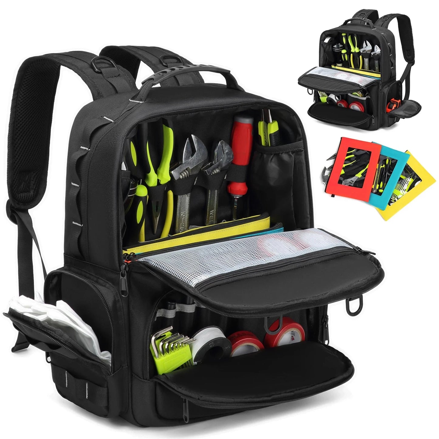 Tool Backpack Heavy Duty for Men Tool Storage With 3 Tool GlowCart