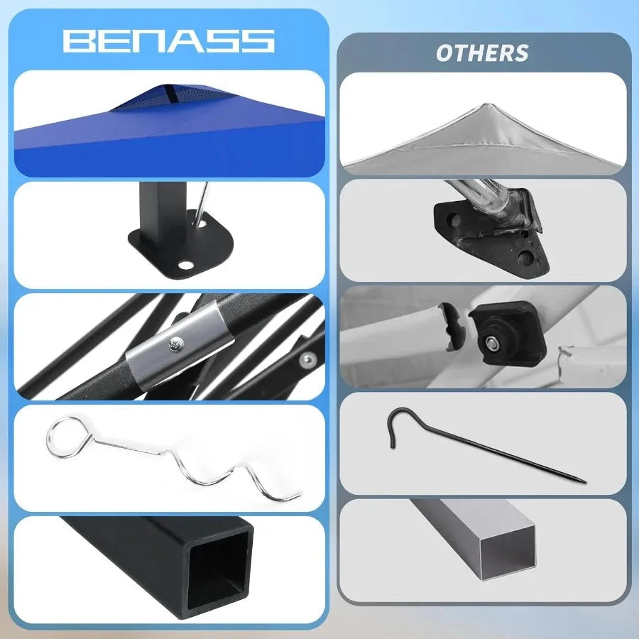 10x10 Pop Up Canopy Tent with Sidewalls Easy Up Heavy Duty GlowCart