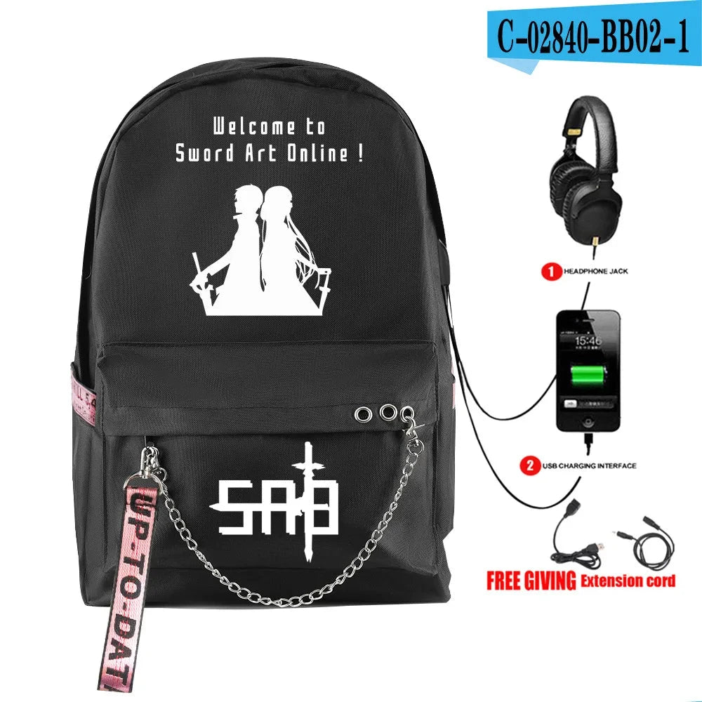Hip Hop Youthful School Bags Unisex Sword Art Online Travel GlowCart