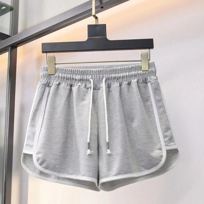 Women's trendy casual shorts, women's white striped solid color sports casual pants, high-quality fashion shorts GlowCart