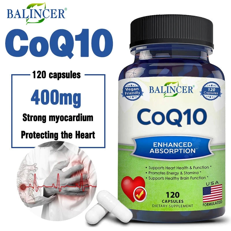 120pcs Organic Q10 Coenzyme 400mg Capsules Cardiovascular GlowCart