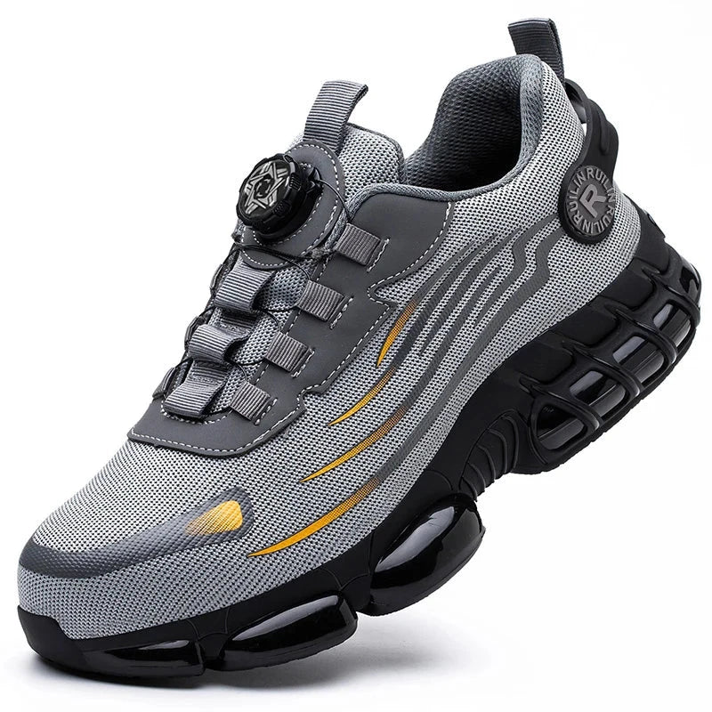 Rotating Button Safety Shoes Men Steel Toe Sneaker Air GlowCart