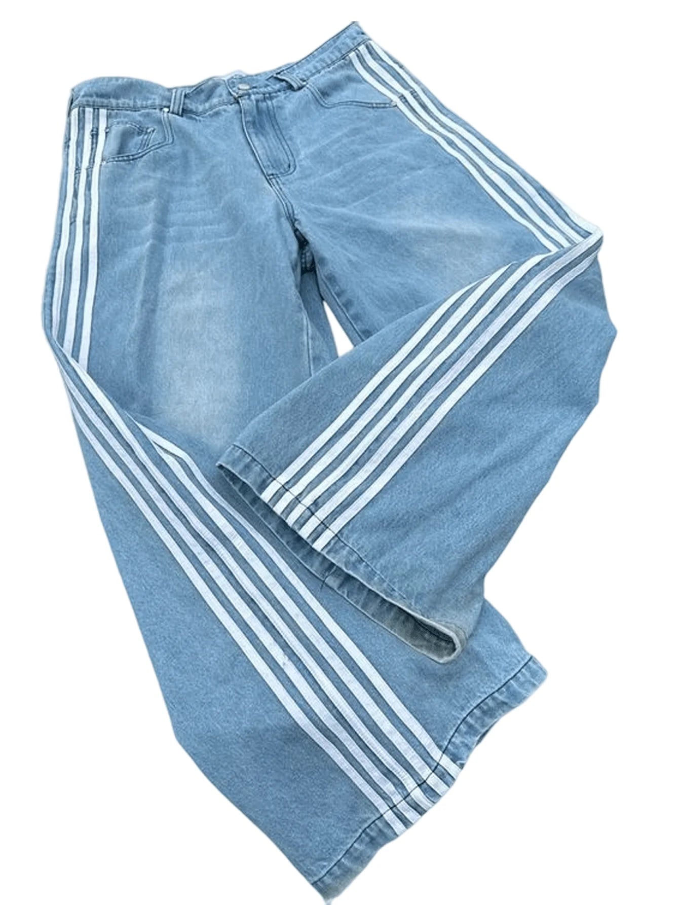 Striped Denim Pants for Men,Loose Fit Y2K Vintage Style Long Trousers,Straight Leg Baggy Retro Design Jeans GlowCart
