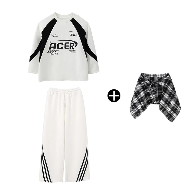 Children's Teen Boys Girls Streetwear Hiphop Sweatshirt Cargo Pant Sets Tracksuits Performance Clothing Kids Tshirt Trousers GlowCart