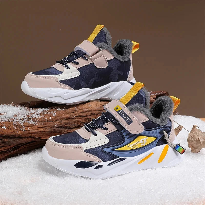 Winter Children Sneaker Shoes Fashion Platform Kids Boys Cotton Sneaker Warm Plush Casual Sports Tennis Shoes GlowCart