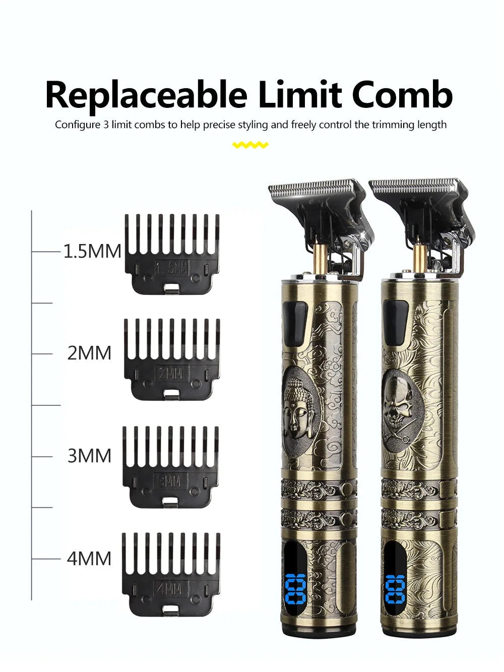 T9 LCD Electric Hairdresser Oil Shaving Head Electric Pusher GlowCart