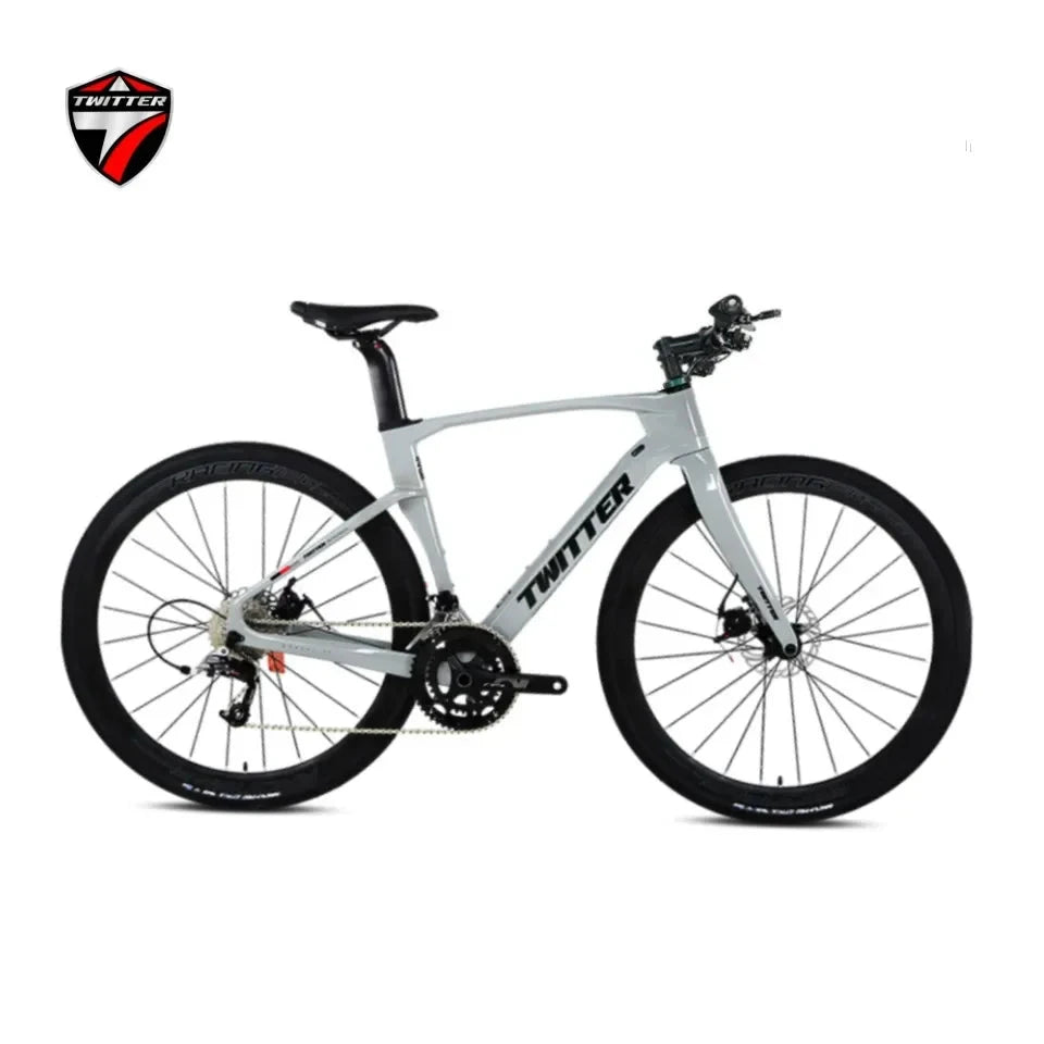 TWITTER GRAVEL-V3 Wheel Peak EDS radio variable 13speed Flat handlebar full carbon fiber gravel road bike hydraulic disc brakes GlowCart