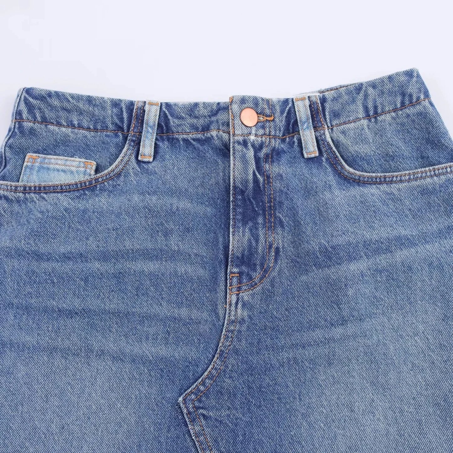 RARA2025 autumn new women's casual fashion simple versatile slim stitching medium-length high-waist denim skirt GlowCart