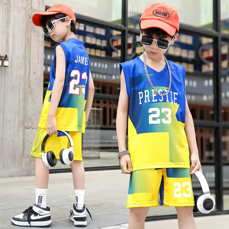 Children Basketball Jersey Boy and Girls Quick-drying comfortable Shirt Sportswear Tracksuit Kid fashion Training Sport Uniforms GlowCart