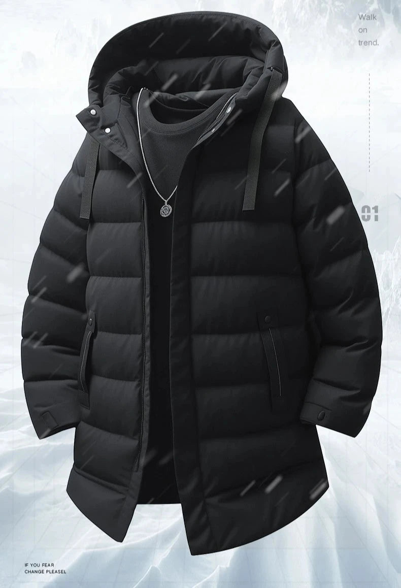 Long Down Jacket Men Thicken Warm Winter Coat Hooded GlowCart