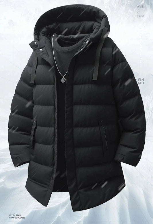 Long Down Jacket Men Thicken Warm Winter Coat Hooded GlowCart