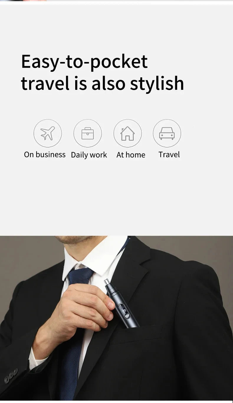 Mini Pocket Nose Hair Trimmer Painless Clipper Nose Ears GlowCart