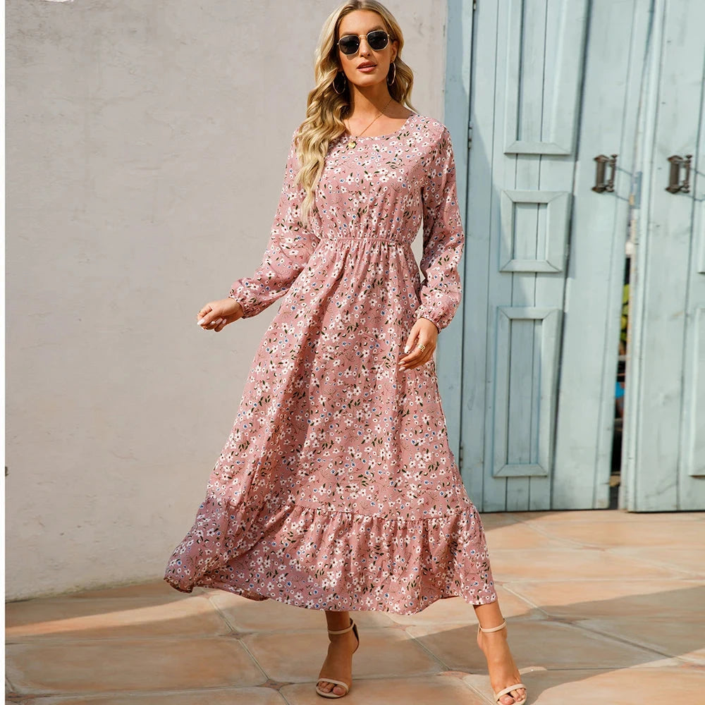 Women Maxi Dresses Sping Autumn Bohemian Casual Full Sleeve GlowCart