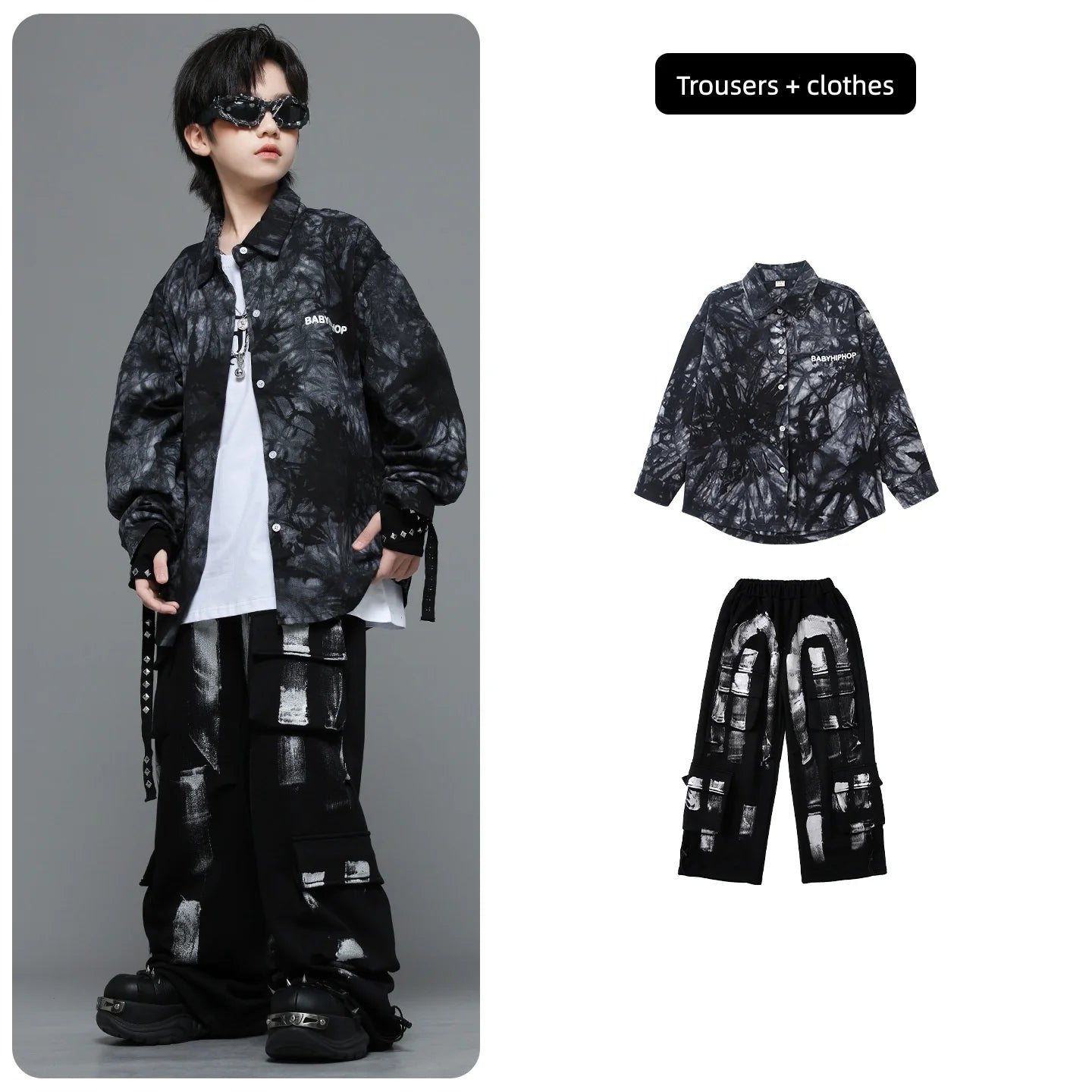 Kids Hip Hop Clothing Shiny Black Coat Top Black Street Jogger Pants for Girls Boys Jazz Dance Costume Clothes GlowCart